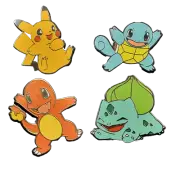 4-pc Pokémon Kanto Starter Enamel Pin Set