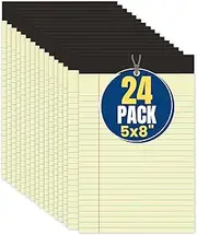 1InTheOffice Yellow Legal Pads 5x8, Notepad Narrow Ruled, Canary, 50 Sheets/Pad, 24 Pads/Pack
