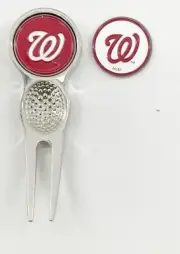 MLB Golf Divot Repair Tool Silver w/ Ballmark Washington Nationals