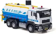 Die-cast 1:50 Sanitation Garbage Sprinkler Truck Simulation Trucks Model Metal Pull Back Sound Light Engineering Vehicles Miniature Vehicle(Blue)