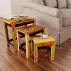 3pcs Set Nesting Solid Wood Coffee Tables Rustic Timber Lounge Sofa Side Storage