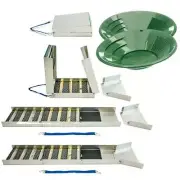 50" Folding Aluminum Sluice Box Comes With Carpet & Miners Moss & 2 Gold Pans