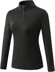 [Blaward] Women's Thermal Fleece Running Shirt Long Sleeve Quarter Zip Pullover Jacket Winter Tops for Golf Ski Equestrian