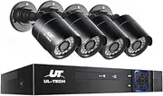 Ul-Tech Security Camera, Set of 4 1080P HD Channel Spy Surveillance Pet Cameras Hidden CCTV Monitor Home Safe Outdoor Indoor System, 5 in 1 DVR Remote with USB Mouse Support Capture Record Black