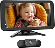 Babyvue Baby Car Mirror Camera for 2 Kids with IR Night Vision, 3X Zoom Car Camera for Baby 1080P HD Images 360°Rotating Adjustable Car Seat Camera for Baby Rear Facing BV1