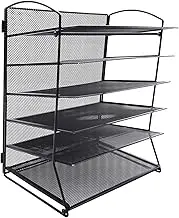 STOBOK 1 Set File Rack Desktop Documents Organizer File Storage Shelf File Document Organizer Mesh Document Rack Company File Tray Sturdy File Holder Multi-Layer Office Iron File Basket
