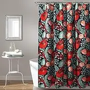 Lush Decor, Navy Poppy Garden Shower Curtain, 72" x 72", 72" x 72