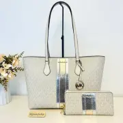 Michael Kors Purse & Wallet Sheila Large Signature & Metallic Tote Bag Pale Gold