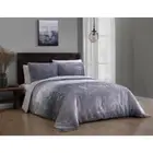 Unbranded Comforter Set 90" x 104" King-Size Polyester Solid Color Gray 3-Piece