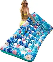 Pool Floats Raft - Pool Float Lounge Adult Size, Cooling Contour Lounger with Headrest for Lake, Ultra-Comfort Cooling Inflatable Pool Floats for Adults