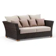 Coco 2+1+1 Seater Outdoor Wicker Lounge Set with Coffee Table Chestnut Brown - Latte