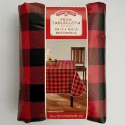 Buffalo Plaid Vinyl Tablecloth 60 x 102 Red Black Checked Christmas Holidays NEW