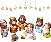 Christmas Nativity Set | 10 Resin Nativity Scene Ornaments Jesus Christmas Nativity Scene with Virgin Mary Figurine Nativity Scene Ornament for Indoor and Outdoor Use