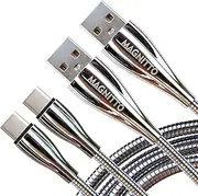 [MAGNITTO] USB Type C Cable, Metal Braided Cord 6ft 2-Pack, Fast Type-C Charger Durable USB-A to USB-C Charging Cable for Samsung Galaxy S21 S20+ S10 S9 S8 A51 Note PS5 Controller Pixel