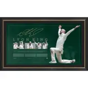 NATHAN LYON 'LYON KING' SIGNED FRAMED LIMITED EDITION 100 TESTS LITHOGRAPH