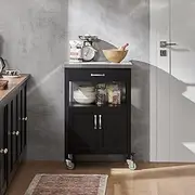 SoBuy FKW22-SCH, Black Kitchen Trolley Cart Storage Trolley Serving Trolley Kitchen Cabinet