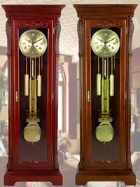 在飛比找露天拍賣優惠-機械鐘錶美式落地鐘實木客廳鐘表中式復古典雅立鐘機械機芯北極星