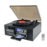 10 in 1 Vinyl Record Player 3 Speed Bluetooth Vintage Automatic Turntable Black