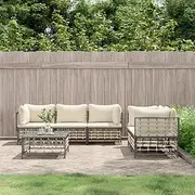 6 Piece Garden Lounge Set with Cushions Anthracite Poly Rattan,Outdoor Sofas-3186704