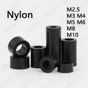 Black ABS Nylon Round Non-Thread Columns Standoff Spacers Washer M3/M4/M5/M6-M10