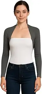 [STAR FASHION] Womens Long Sleeve Bolero Shrug Ladies Mini Blouse Open Front Cropped Top Lightweight Summer Cardigans Jacket 8-26