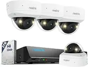 [REOLINK] 12MP 8CH PoE Security Camera System with IK10 Vandalproof, 4pcs Dome PoE Cams Outdoor, Spotlights Color Night Vision, Built-in 2TB HDD, Smart AI Detection, Two-Way Talk, RLK8-1200V4