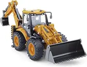 Qutumill Die-cast Excavator Backhoe Front Loader Truck 1/50 Metal Engineering Vehicle Construction Tractor Model Collection Bulldozer Back Hoe Truck Decoration