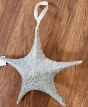 Christmas Tree Topper Silver Star Glitter 10"