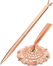 Angoily Elegant Desktop Pen for Business Use Decorative Ballpoint Pen with Stand for Hotel and Bank Signature Ink Flow with Diamonds Multi Function Writing Tool