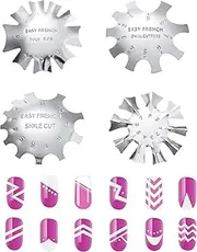 4 Pieces Stainless Steel Edge Trimmer French Smile Line Manicure Tool Set, French Nails Stencil Acrylic Nail Edge Trimmer, Edge Cutter Metal Stencil Cutter for Acrylic Modelling French Smile Cut