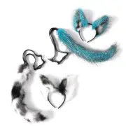 Animal Tail Cats Ears Hairband Plush Wolf Tail Cats Ears Headwear for Woman