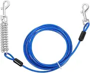 BUGUUYO Dog Tie Out Cable Chain Harness with Spring-Loaded Rope Shock Absorbing Leash for Yard Tangle Movement