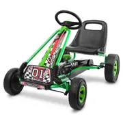 Babyjoy Kids Pedal Go Karts Ride On Toys Racing Car w/Rubber Wheels Moves Forward and in Reverse Green