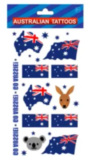 Temporary Australian Flag Face Tattoos for Aussie Day Body Art Party Fun