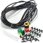 TopHomer Water Misting Kit, Mist Cooling System, Outdoor Garden Patio Greenhouse Micro Drip Irrigation Kit, 10m Misting Tube, 10pcs Mist Nozzles