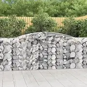 Arched Gabion Baskets 4 pcs 400x50x100/120 cm Galvanised Iron Garden Planters - Durable Outdoor Decorative Barrier & Raised Box