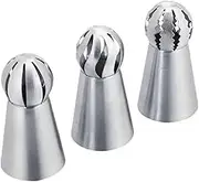 3-Piece Torch Ball Rose Nozzle Set One-Step Cream Decorating Tool Piping Tips for Cakes, Ice Cream and Coffee Pastry Nozzles