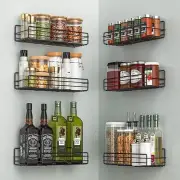 Moforoco Spice Rack Organizer Wall Mount 6Pack Hanging Black Spice Pantry Organi