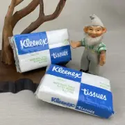 2 Kleenex Pocket Pack Vintage 1978 White Facial Tissue ~Full Size Pocket Fold