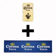 Corona Combo Pack - Bottle Opener + Rubber Bar Mat Runner