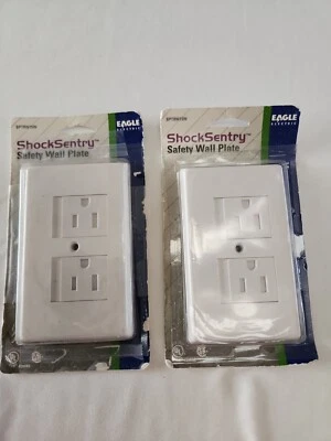 Eagle Electric Shock Sentry Safty Wall Plates 2pc BPTRW15W NEW