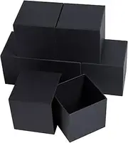 dedoot Black Gift Box, Pack of 6 Square Gift Box with Lids, 4x4x4 Inches Kraft Paper Box Bridesmaid Proposal Gift Boxes for Tie Jewelry, Small Gifts Box for Presents, Christmas, Wedding Party