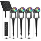 Solar Spotlights Outdoor, Solar Landscape Lights with Remote Control, RGBW