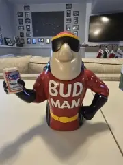 Bud Man Beer Stein with a Solid Head Sunglasses Can of Budweiser 1993 Mint!