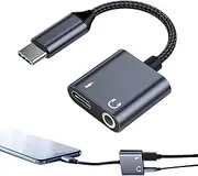 USB C to 3.5 mm Adapter - Audio Dongle Type-C Headphone Jack Adapter, 2-in-1 USB c to Aux Cord | Fast Charging & Audio Cable, Headphone Adapter for Phone Tablet, USB c Audio Cable Converter