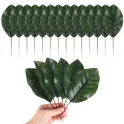 20Pcs Artificial Leaves, Fake Green Leaf with Stems for DIY 8.2x21cm