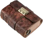 Retro Pocket Handbook Diary with Lock，Leather Notebooks Password Book Office School Supplies Stationery A4 A5 A6 (Size : A4)