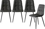 [Levede] Dining Chairs, Set of 4 Kitchen Chairs, PU Leather Reading Seating, Chic Nursing Seats, Home Furniture for Dining Room, Living Room, Cafe, Meeting Room, Load Up to150kg (Grey)