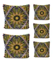 5 Pc Set Of Burning Sun Multi Cushion Covers Room Decorative Square Pillow Cover