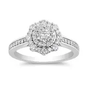 Facets of Love Solitaire Fancy Scallop Ring with 0.65ct of Diamonds in 18kt White Gold